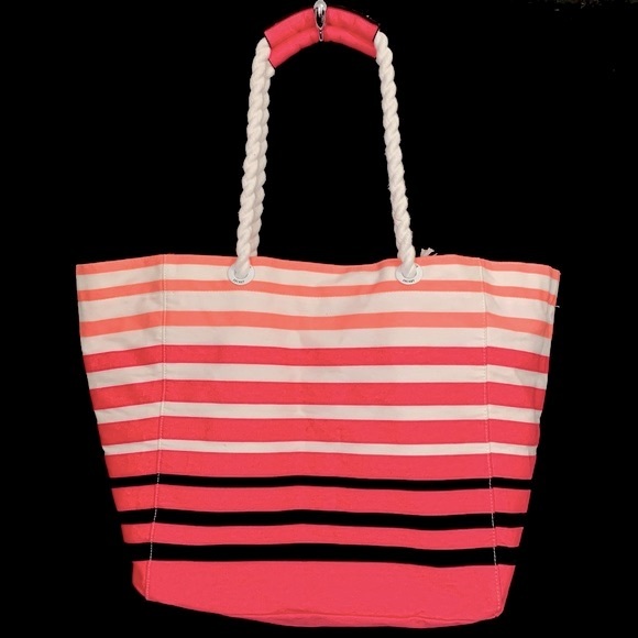 Victoria’s Secret Striped Logo Canvas Tote - Picture 2 of 6